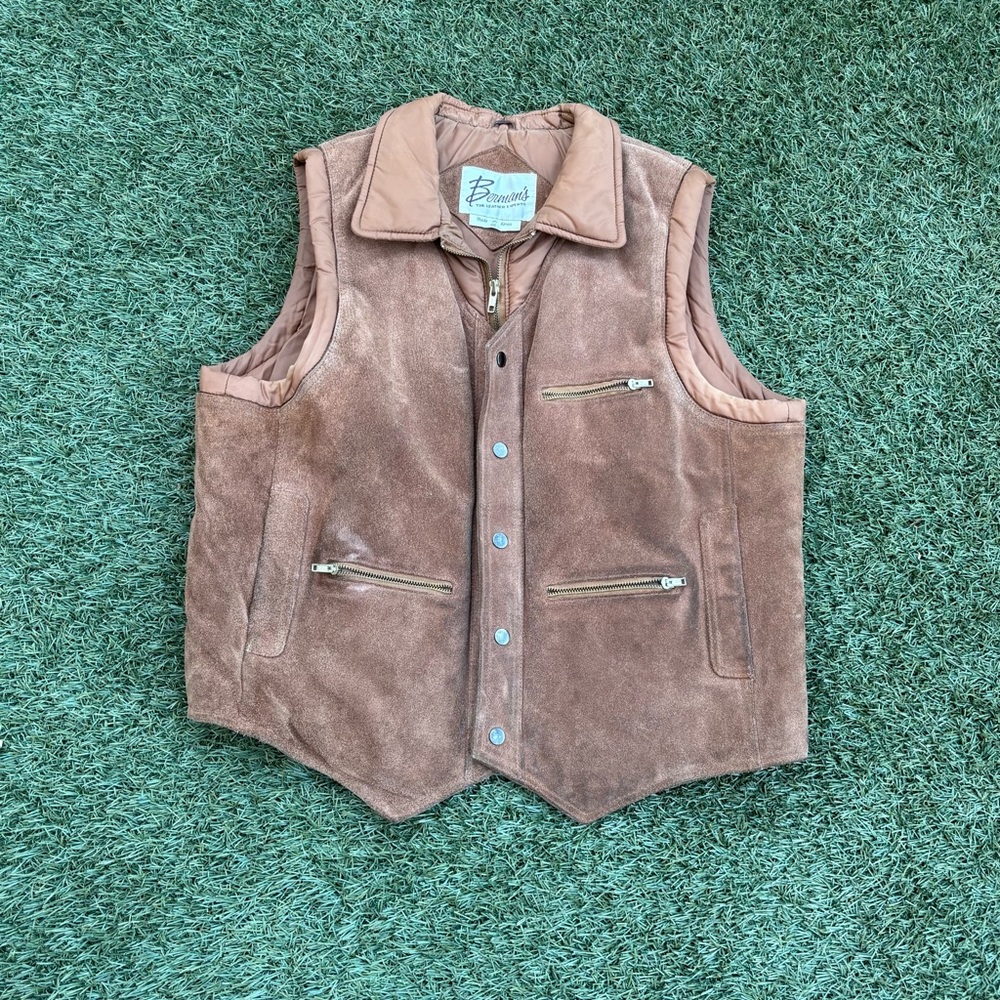 Berman's Brown Suede Vest with Zipper